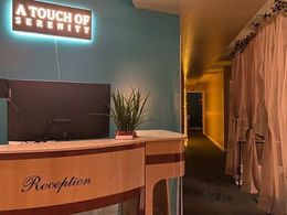 Reception area at A Touch of Serenity Spa in Alexandria, Virginia – welcoming space for massage, waxing, and relaxation services