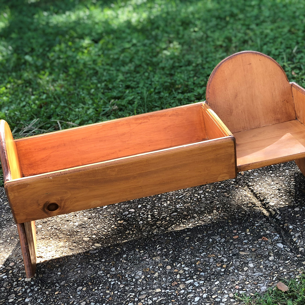 Wooden miniature basinet and rocker