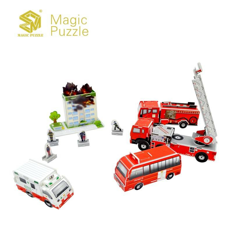 Miniatura: Magic Puzzle Fire Series 3D Puzzle Trucks Crew Building 119 elementów DIY B368-22
