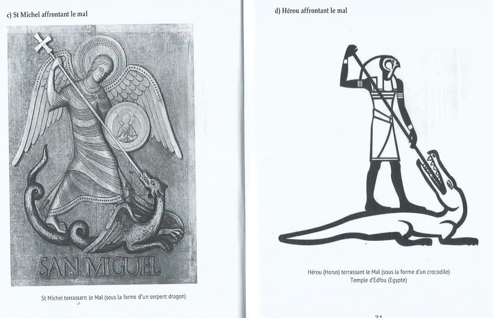 Saint Michel terrassant le Mal : copie à gche, original à drte 