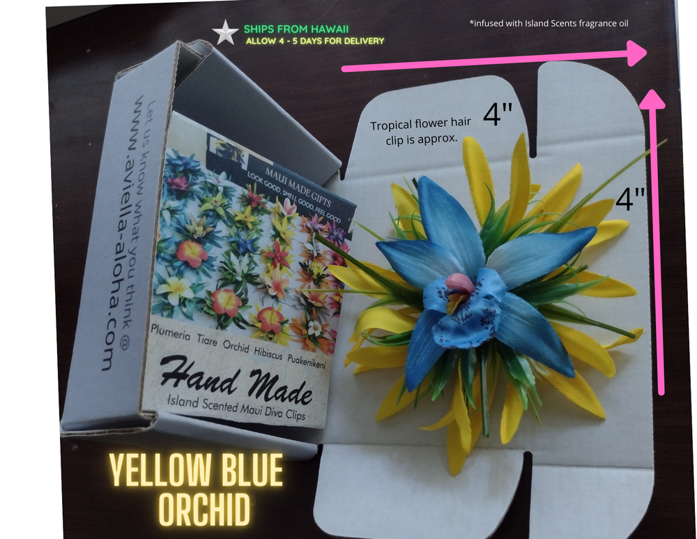 Aviella Aloha Yellow Blue Orchid + FREE SHIPPING