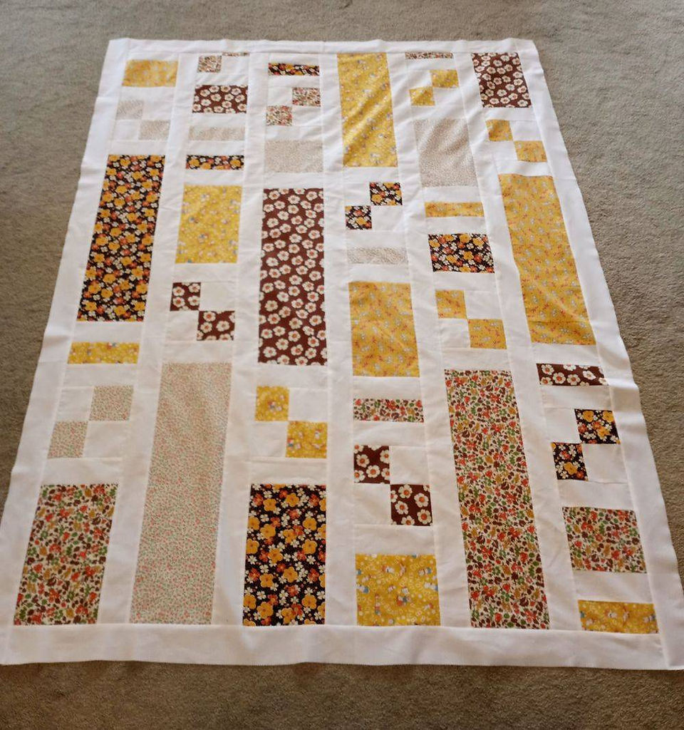 Brown and Yellow Quilt Top
