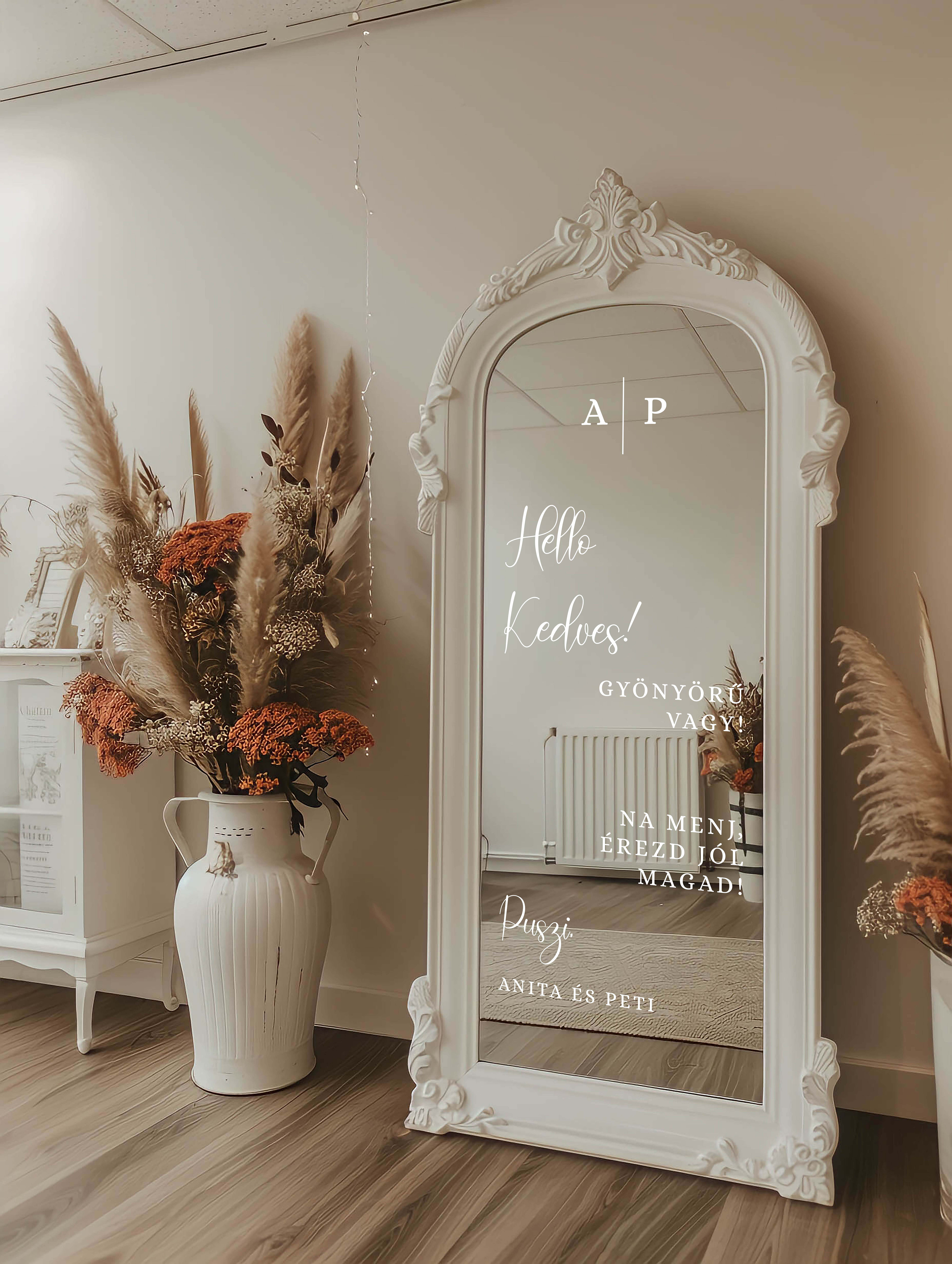 "Gyönyörű vagy" esküvői tükör matrica