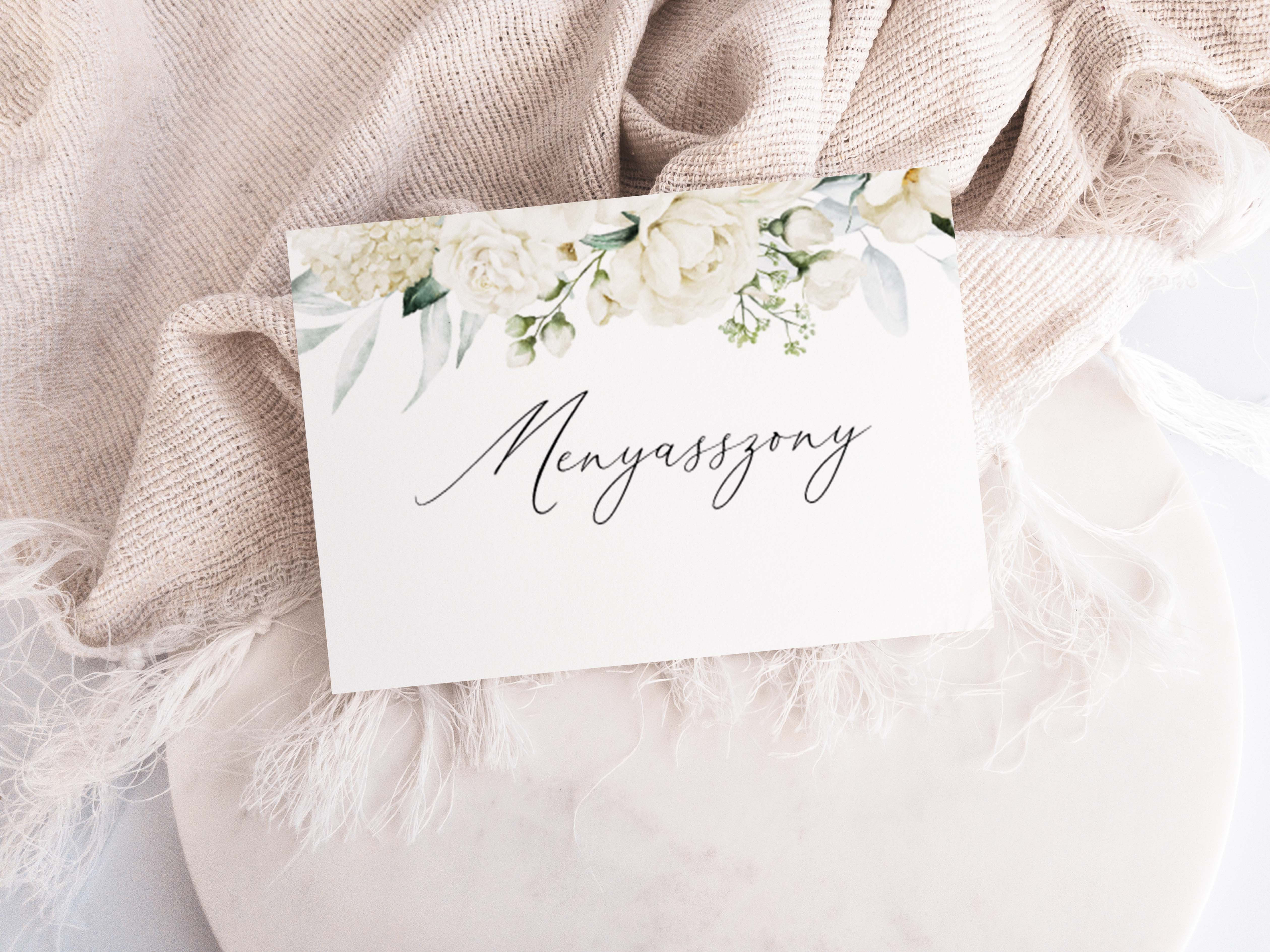 White esküvői ültetőkártya