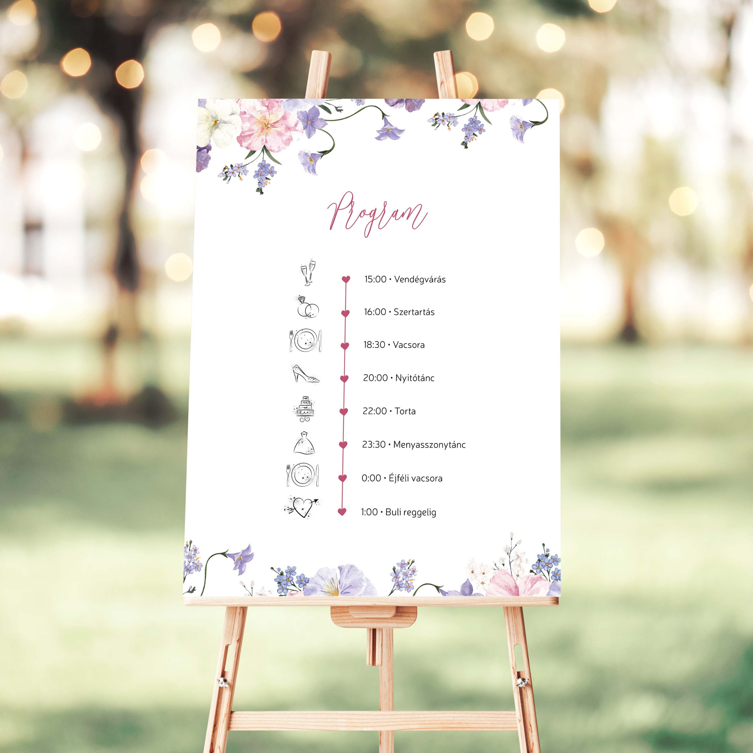 Pretty things program tábla