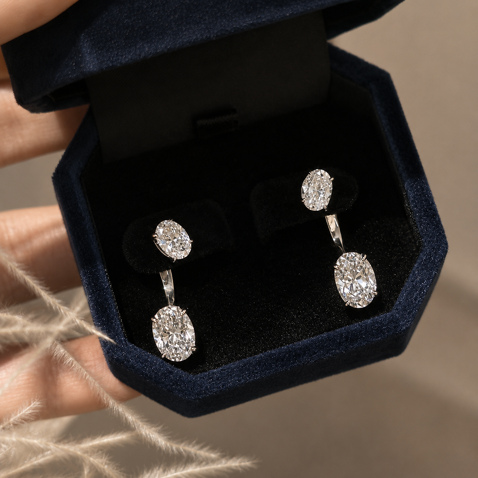 Thumbnail: Céleste Oval Drop Earrings