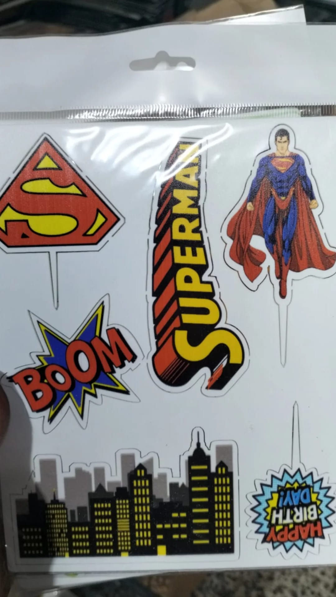 Superman Temalı Pleksi Pasta Süsü
