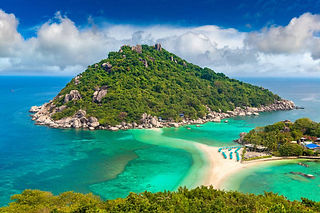Point de vue de Koh Tao qui montre un banc de sable et une eau turquoise