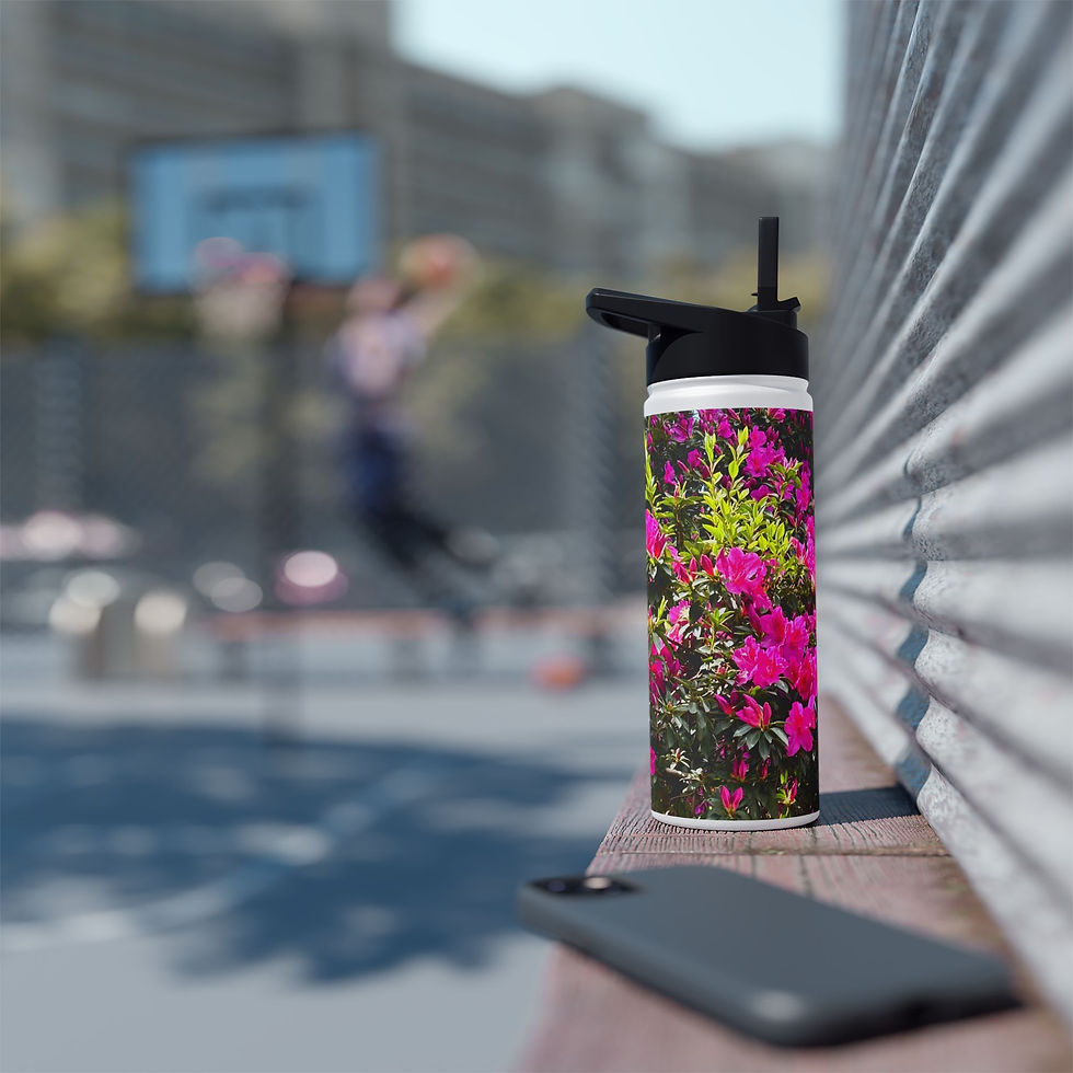 Thumbnail: Floral Pink Azalea Stainless Steel Water Bottle