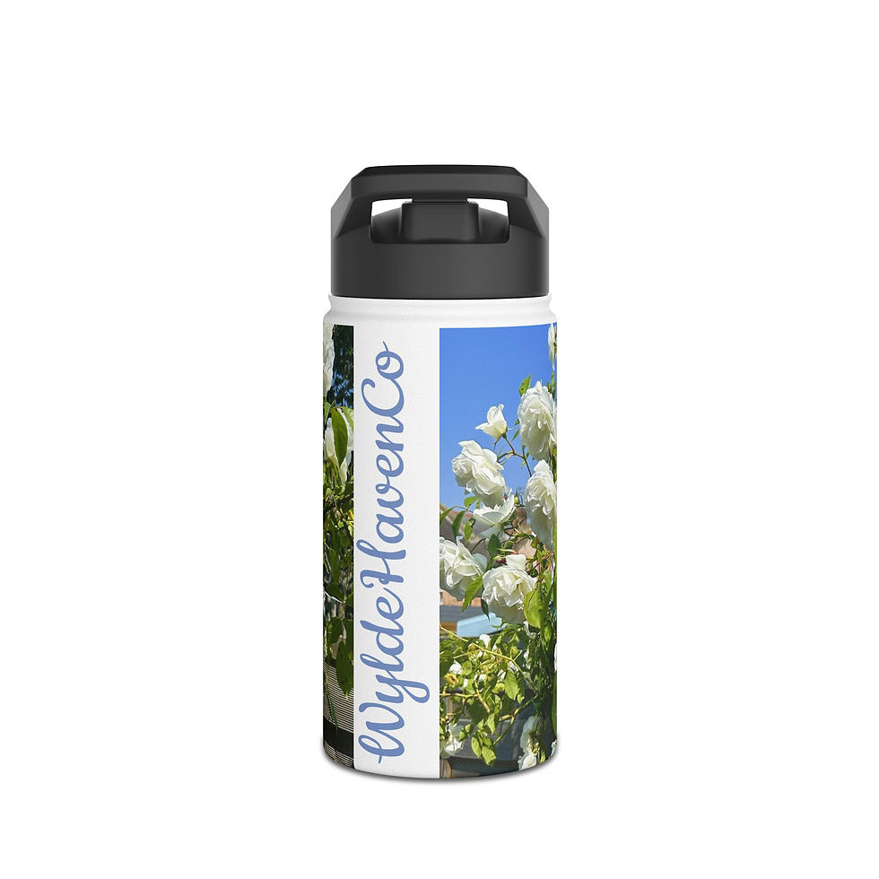 Thumbnail: White Roses Botanical Stainless Steel Water Bottle