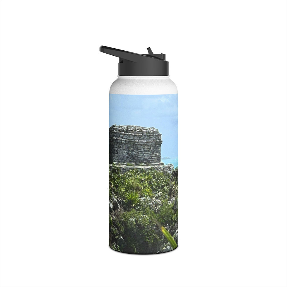 Thumbnail: Tulum Ruins Stainless Steel Water Bottle — Coastal Travel Insulated Bottle