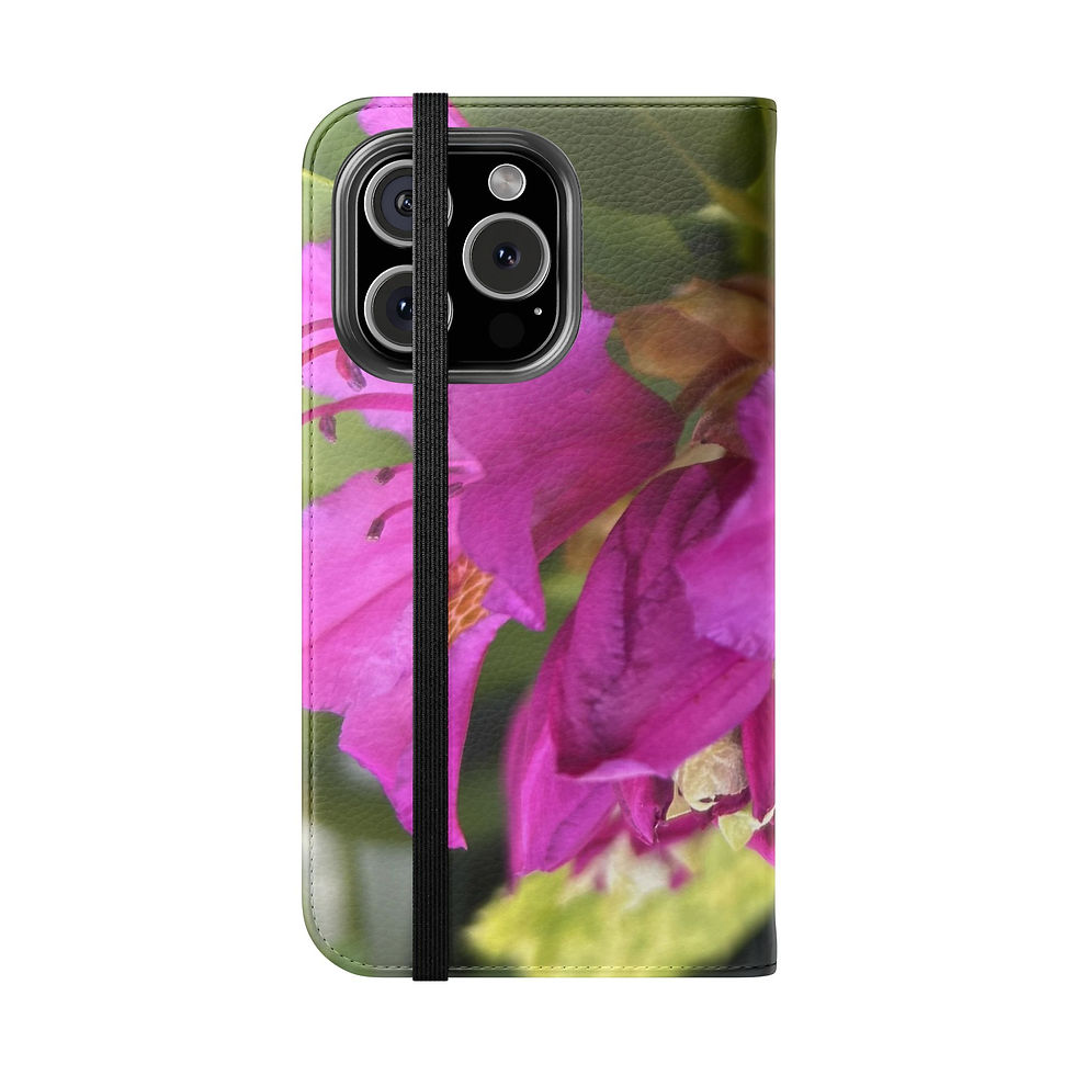 Thumbnail: Pink Rhododendron Floral Flip Phone Case - Wallet Flip Case for iPhone