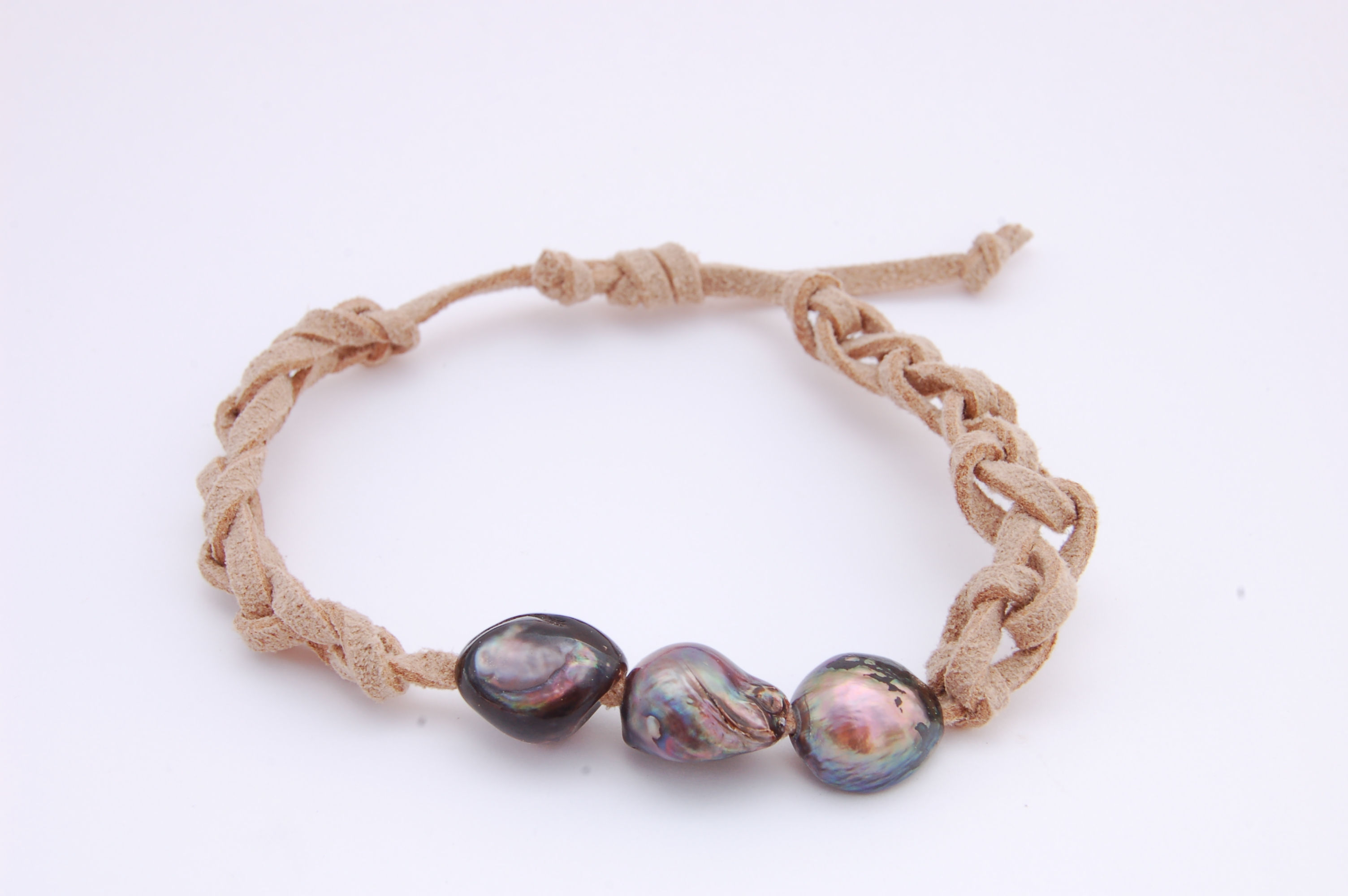 Crocheted Ultrasuede Freshwater Pearl Bracelet