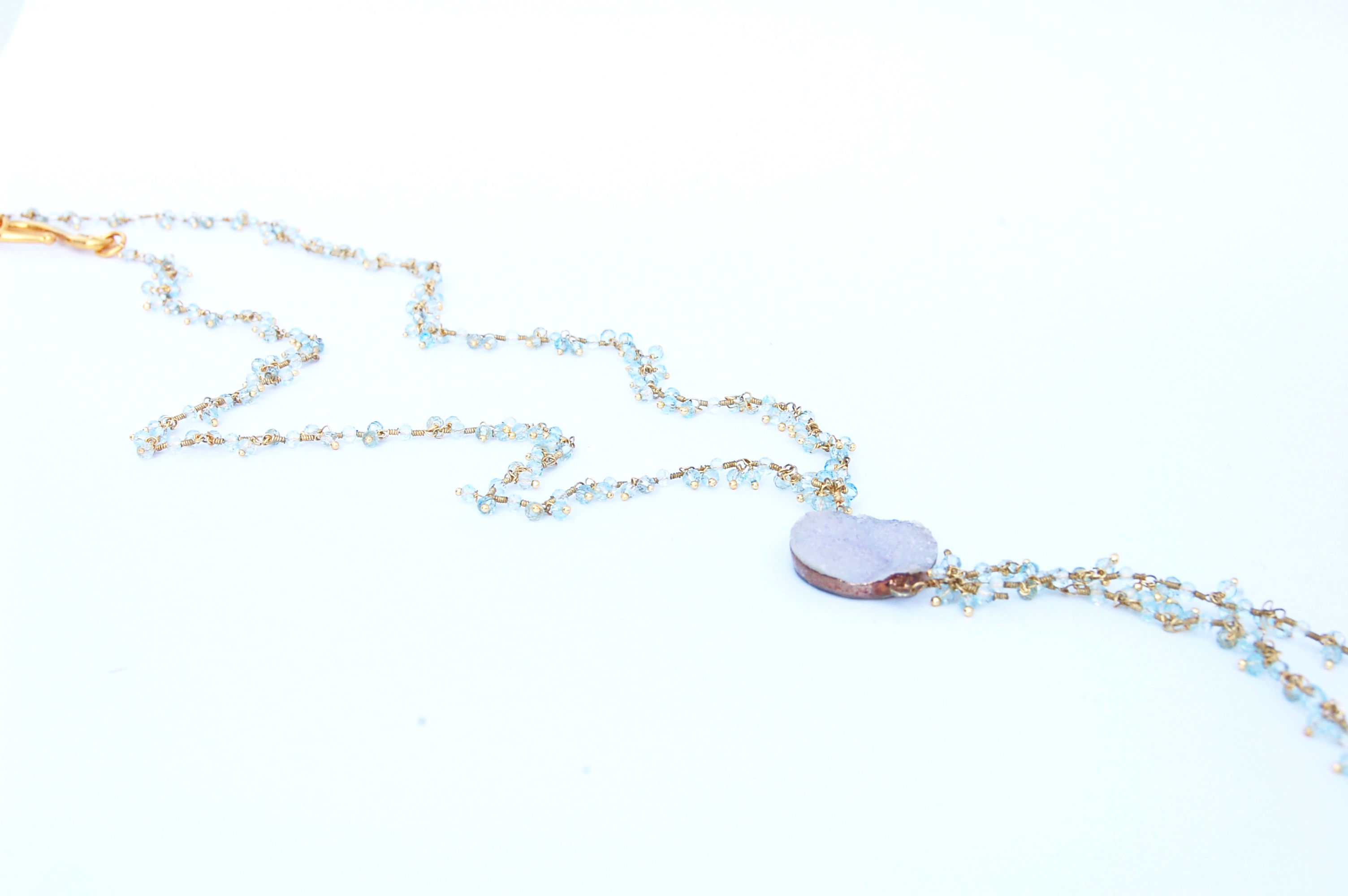 Gemstone and Druzy Agate Lariat