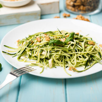 Raw Vegan Zucchini Pasta with Pesto