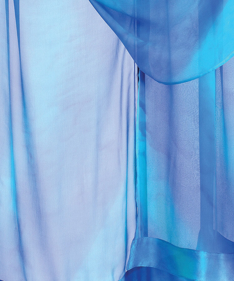 Thumbnail: Sheer flowing silk chiffon is trimmed in satin and drapes beautifully, wearable art scarf