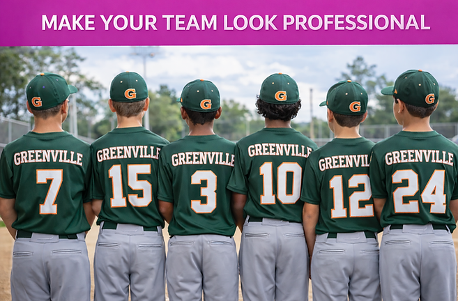 Photo of youth baseball team in a custom uniform made in Marshall Texas