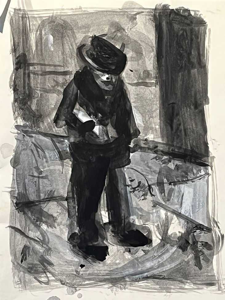 Street #125 22_X30_ Mixed Media on Paper 1979