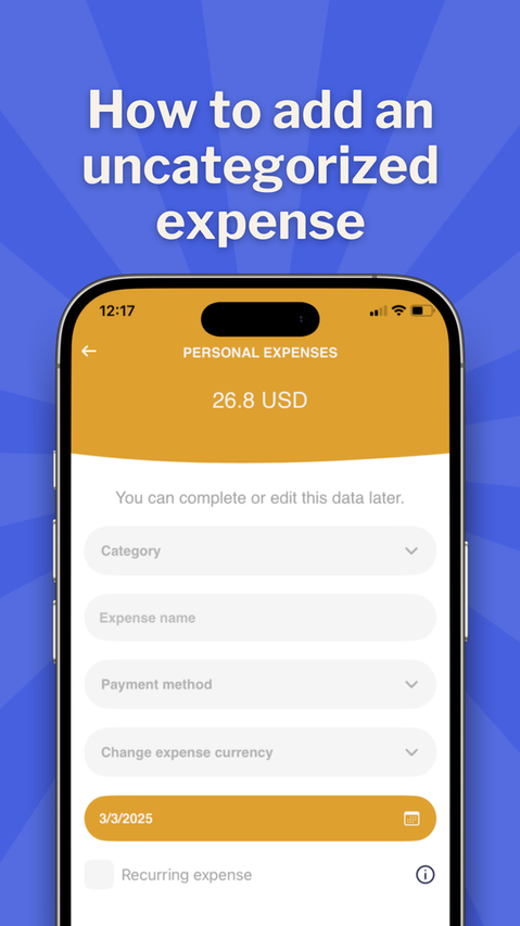 Tutorial: How to add an uncategorized expense