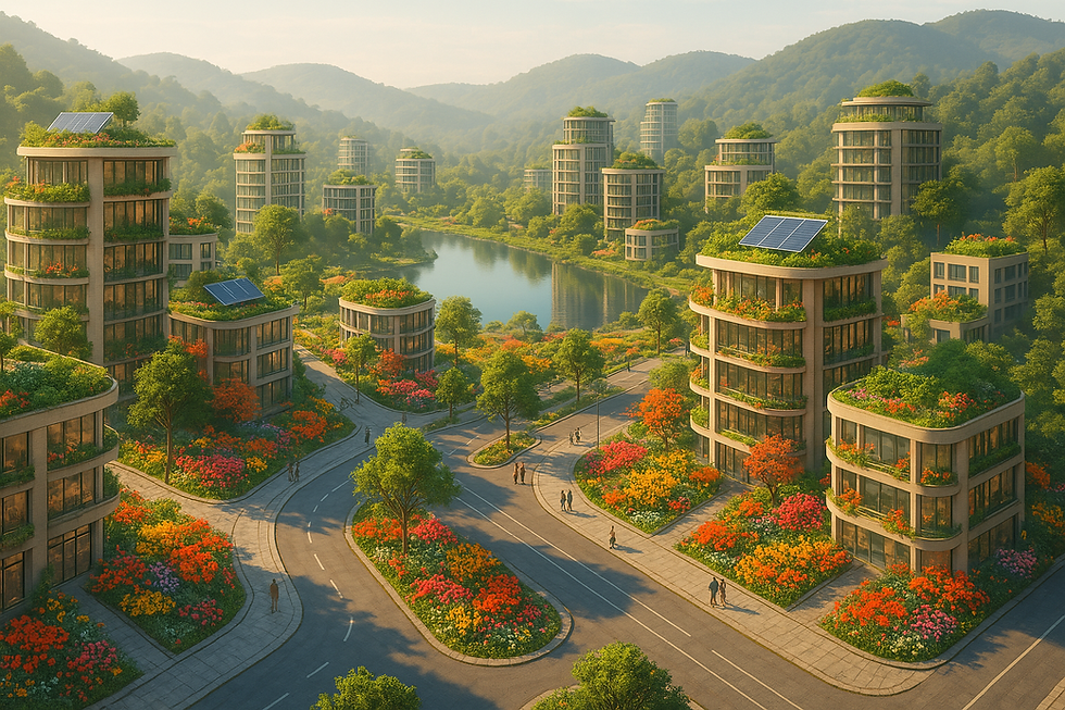 quartiere con edifici ecologici