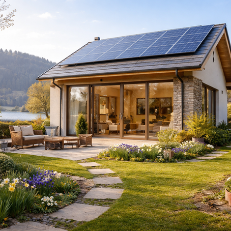 casa moderna vicino a un lago