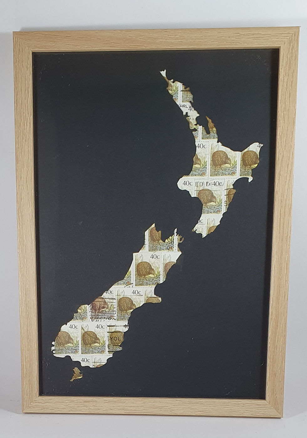 Thumbnail: NZ Map Silhouette Postage Stamp Frame, A4