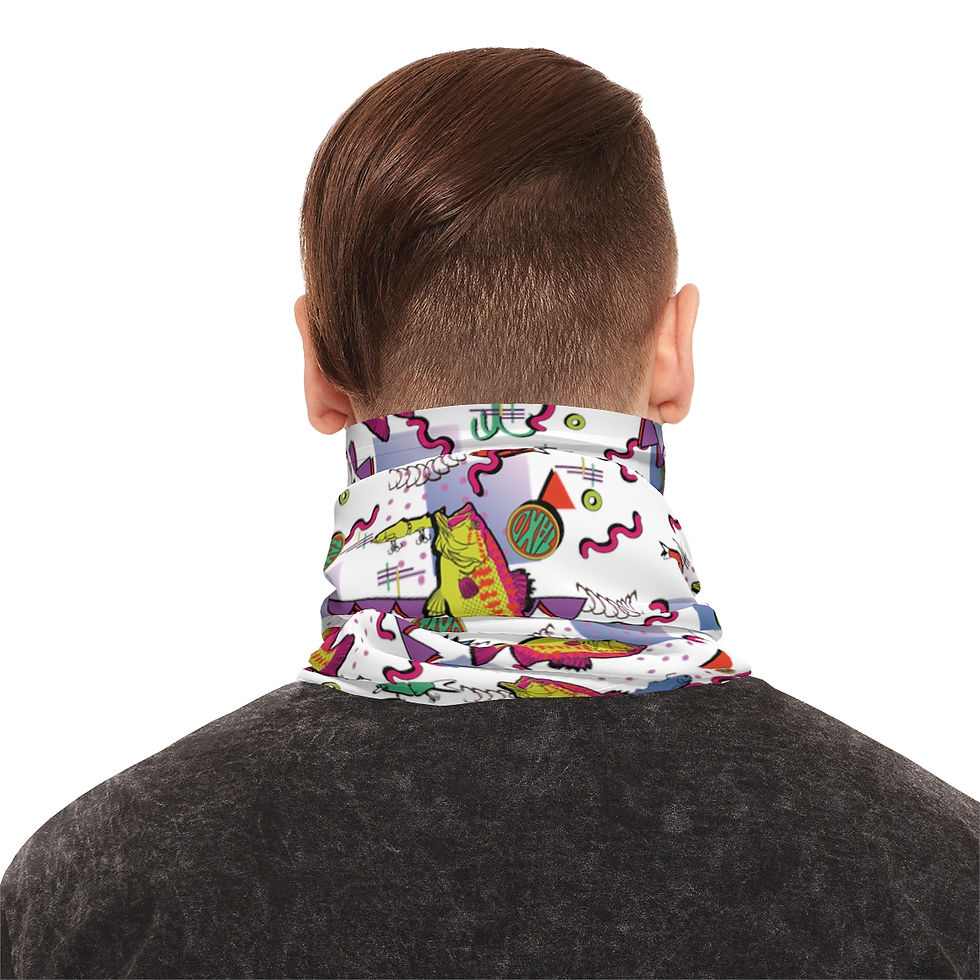 Thumbnail: 90s Bass Pattern 2-White Lightweight Neck Gaiter