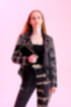 Thumbnail: Black Rock Patterned Women's Leather Coat