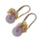 Type A Lavender Jadeite Donut Earrings with Flower Shells | Jade Singapore