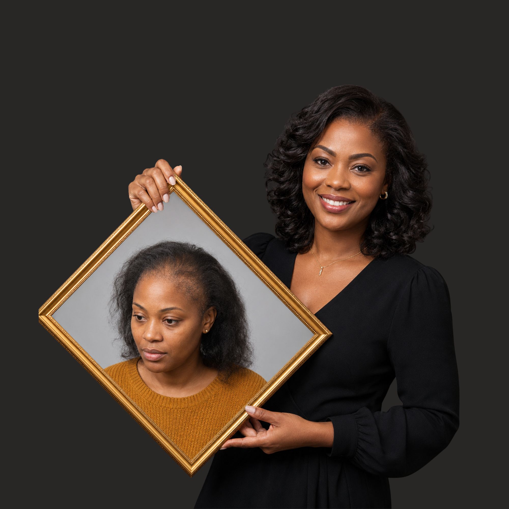 Before and after — hairline lowering procedure