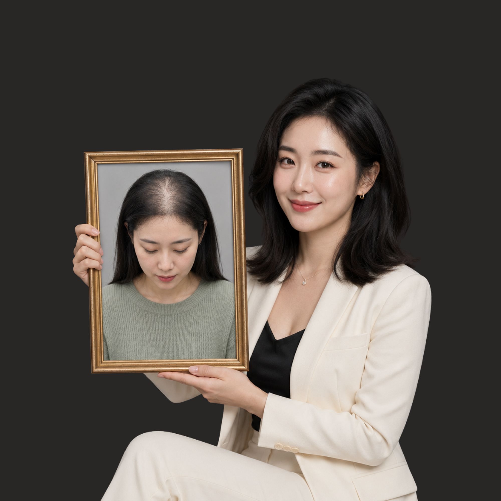 Before and after — part width improvement for post-partum hair loss