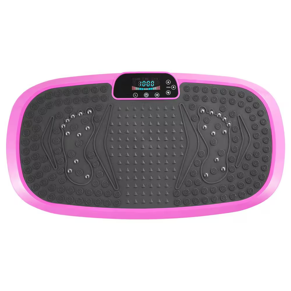 Pink Vibration Plate Exercise Machine. Full-Body Vibrating Platform with Resista
