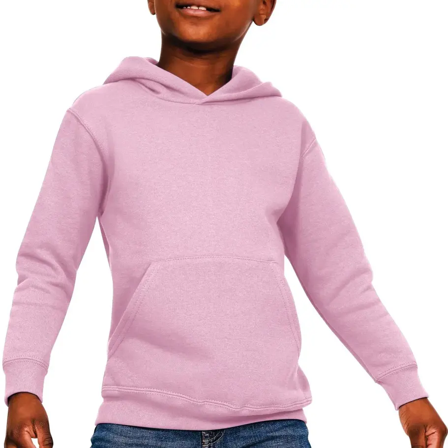 Elastic cuffs and hem of the kids' pullover sweatshirt, ensuring a snug fit.
