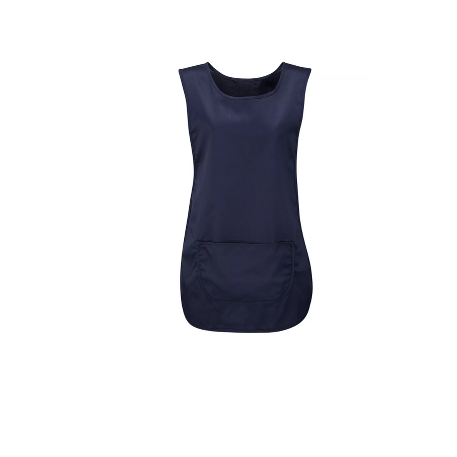 Efficient and practical tabard apron with front pockets, designed for work uniforms in catering and cleaning industries.