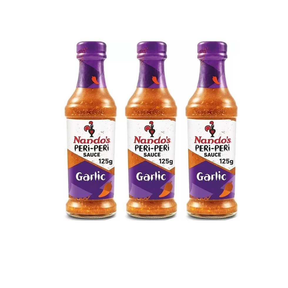 Nando's Garlic Peri-Peri Sauce (125g, Pack of 3) – Bold and garlicky Peri-Peri sauce, perfect for adding a flavorful kick to