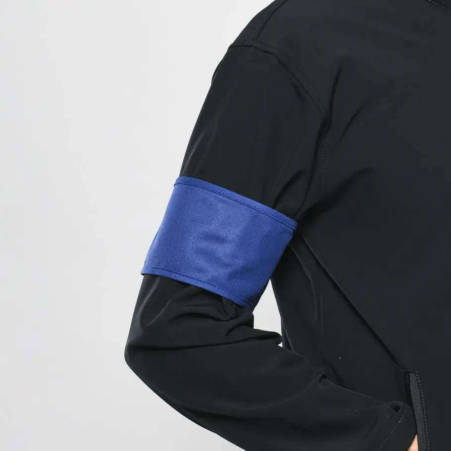 Side view of a flexible high-visibility armband with a printable surface