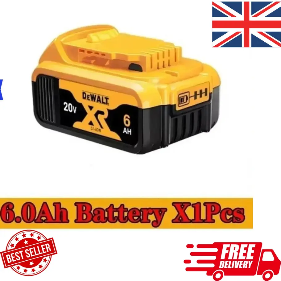 Original DEWALT DCB206-2 18V/20V Max 6.0Ah Lithium-Ion Battery front view