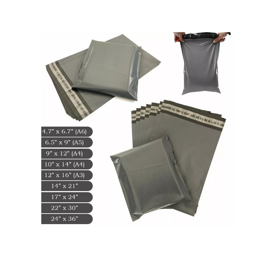 Strong grey mailing bags with self-seal closure, perfect for parcel postage and shipping.