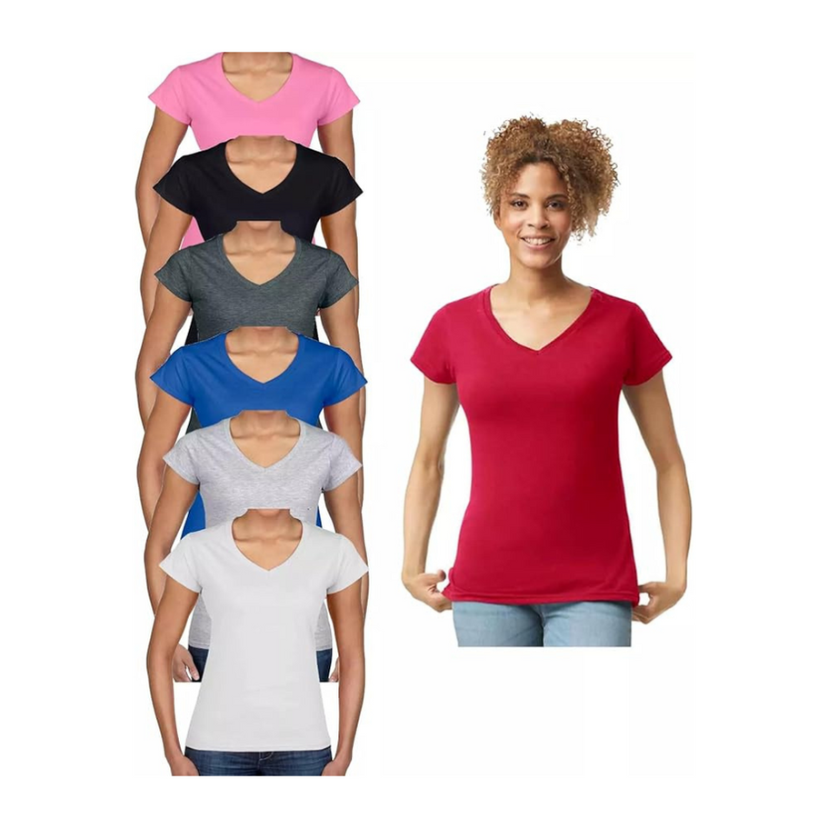 LE11® ladies softstyle ringspun cotton V-neck t-shirt, 150 GSM, featuring a flattering V-neckline and a soft, breathable