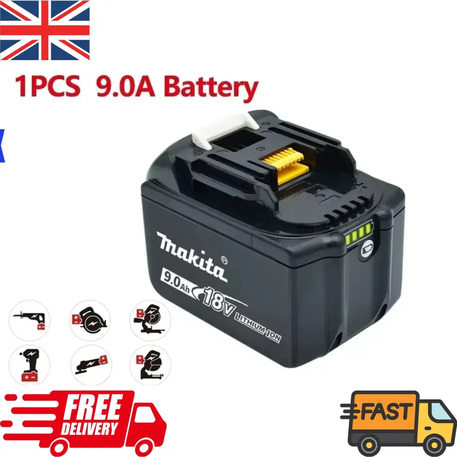 Genuine Makita 18V 9.0Ah Li-ion Battery BL1850B front view, replacement for BL1860B & BL183