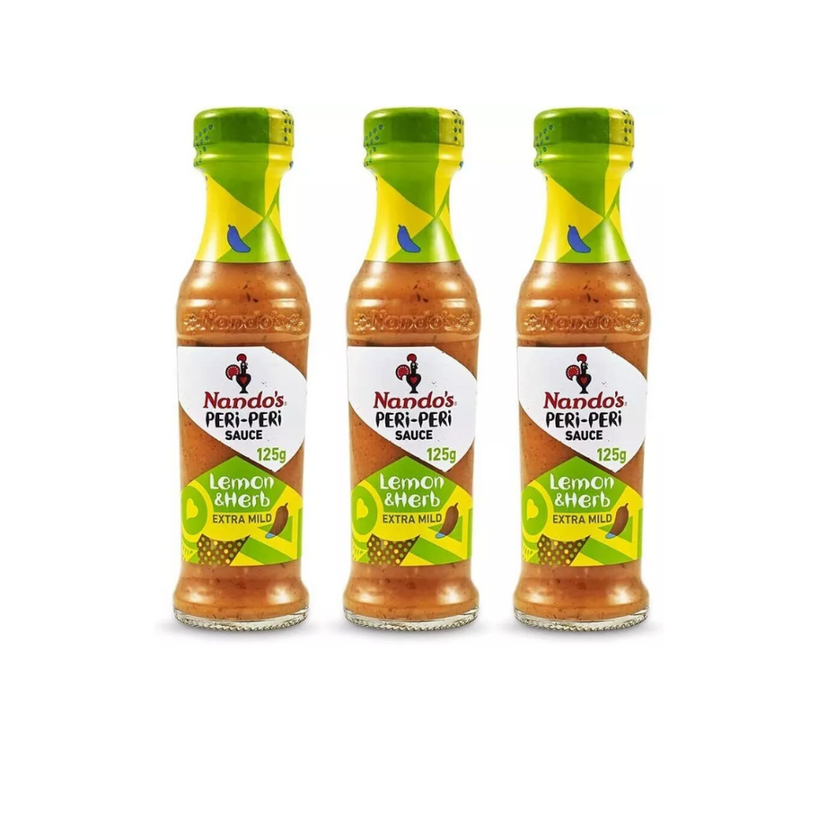 Nando's Lemon & Herb Peri-Peri Sauce (125g, Pack of 3) – Zesty and mild sauce, perfect for adding a flavorful twist to your m