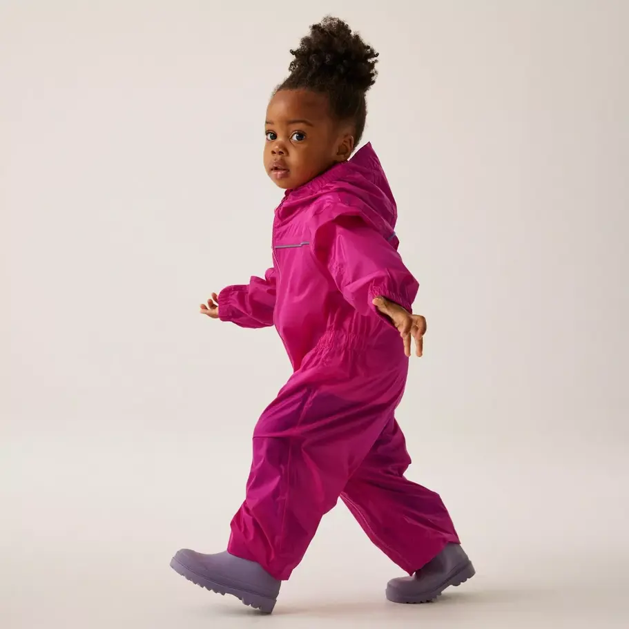Folded Regatta Kids' RG1917 Rain Suit, compact and easy to carry for travel and storage.