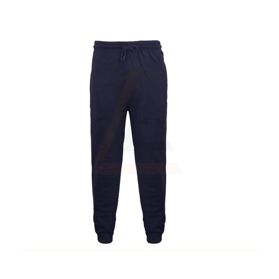 Close-up of LE11® UK men's fleece jogging bottoms, showcasing the soft fabric, elastic waistband, and drawstring for an
