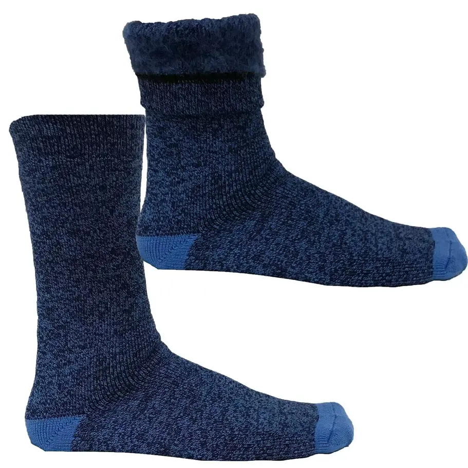Close-up of thick, soft fabric in thermal socks, providing superior warmth and comfort.