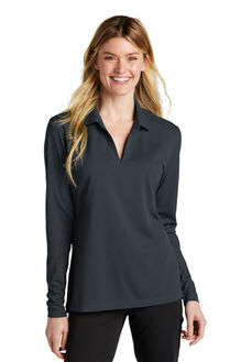 Nike Ladies Dri-FIT Micro Pique 2.0 Long Sleeve Polo in the color anthracite