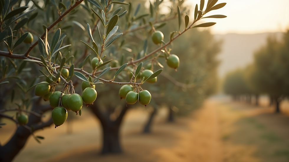 Close-up view of an olive tree with ripe olives