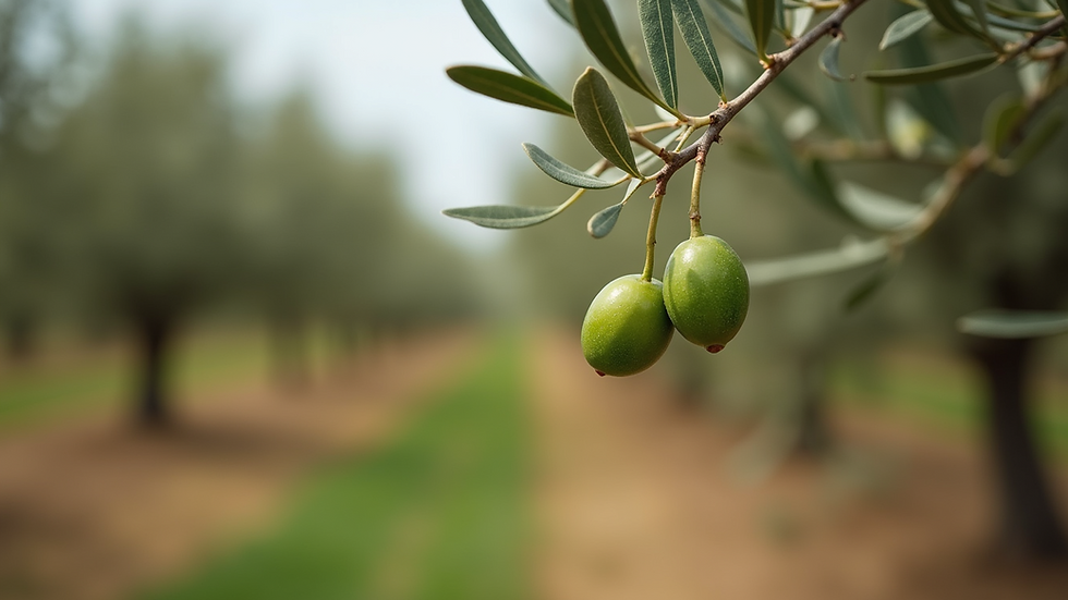 Close-up view of ripe olives on a branch