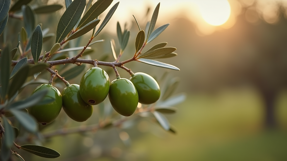 Close-up view of an olive tree with ripe olives