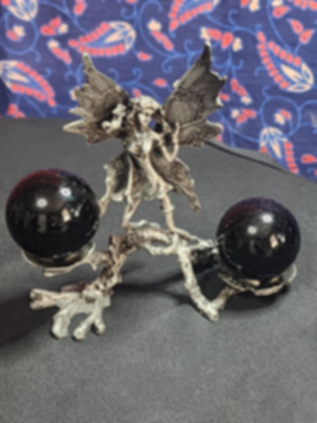 Fairy Stand with Black Obsidian Spheres 