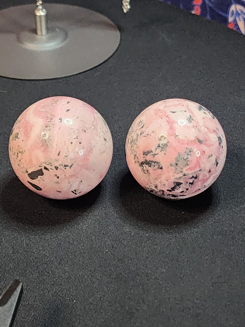 Thumbnail: Rhodolite Spheres and Stand 